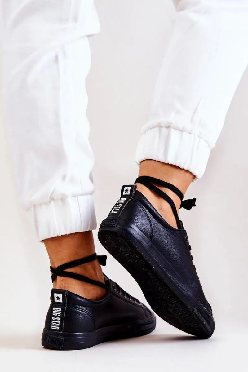 Best Skórzane Tenisówki Big Star JJ274312 Czarne Damskie Trampki Damskie Big Star|Trampki Damskie Niskie