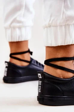 Best Skórzane Tenisówki Big Star JJ274312 Czarne Damskie Trampki Damskie Big Star|Trampki Damskie Niskie