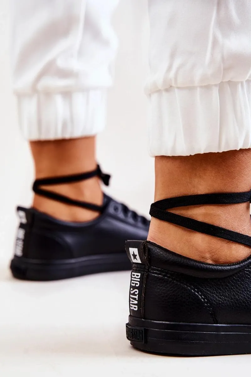 Best Skórzane Tenisówki Big Star JJ274312 Czarne Damskie Trampki Damskie Big Star|Trampki Damskie Niskie