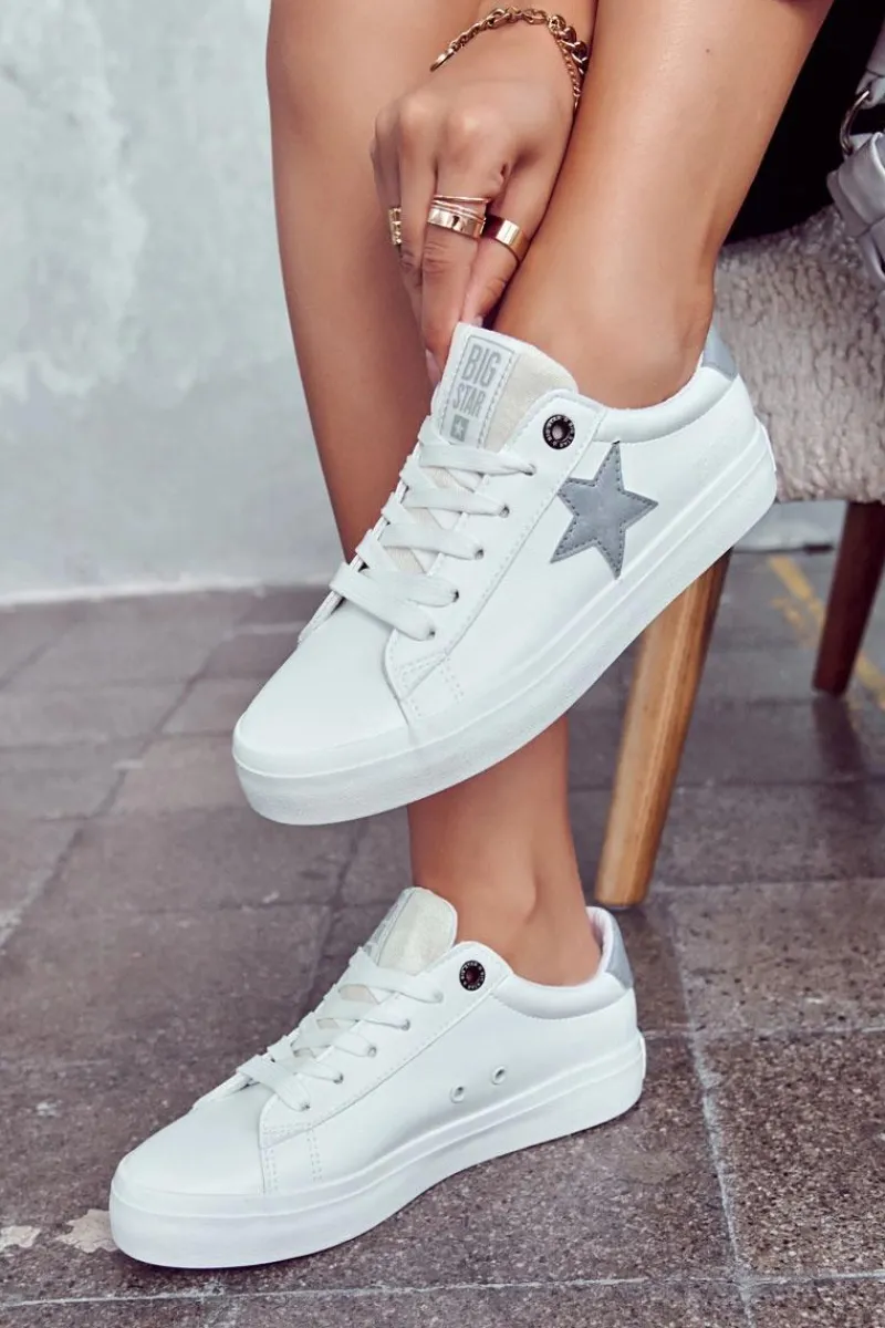 Clearance Big Star Shoes Skórzane Tenisówki Gwiazda Big Star JJ274240 Białe