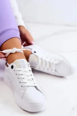 Clearance Big Star Shoes Skórzane Tenisówki Gwiazda Big Star JJ274240 Białe