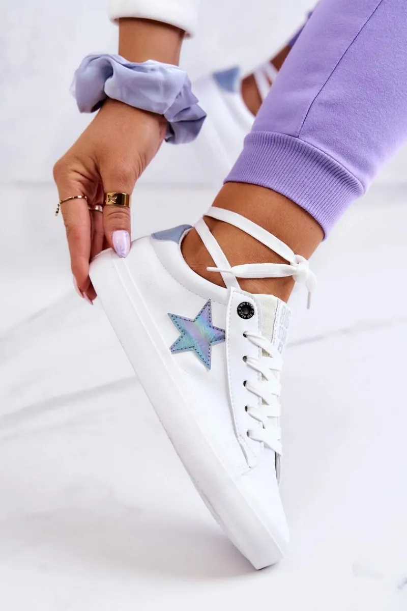 Clearance Big Star Shoes Skórzane Tenisówki Gwiazda Big Star JJ274240 Białe