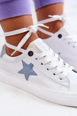 Clearance Big Star Shoes Skórzane Tenisówki Gwiazda Big Star JJ274240 Białe