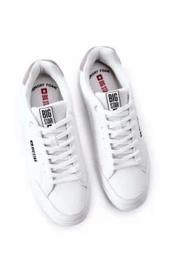 Outlet Big Star Shoes Skórzane Tenisówki Memory Foam Big Star II174170 Białe
