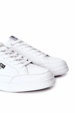 Outlet Big Star Shoes Skórzane Tenisówki Memory Foam Big Star II174170 Białe