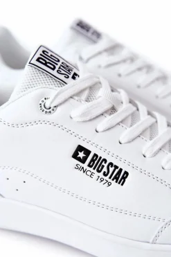 Outlet Big Star Shoes Skórzane Tenisówki Memory Foam Big Star II174170 Białe