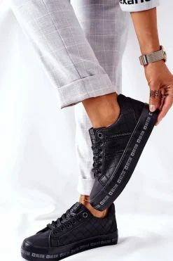 Clearance Skórzane Tenisówki Na Platformie BIG STAR II274070 Czarne Damskie Trampki Damskie Big Star|Trampki Damskie Niskie