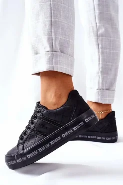 Clearance Skórzane Tenisówki Na Platformie BIG STAR II274070 Czarne Damskie Trampki Damskie Big Star|Trampki Damskie Niskie
