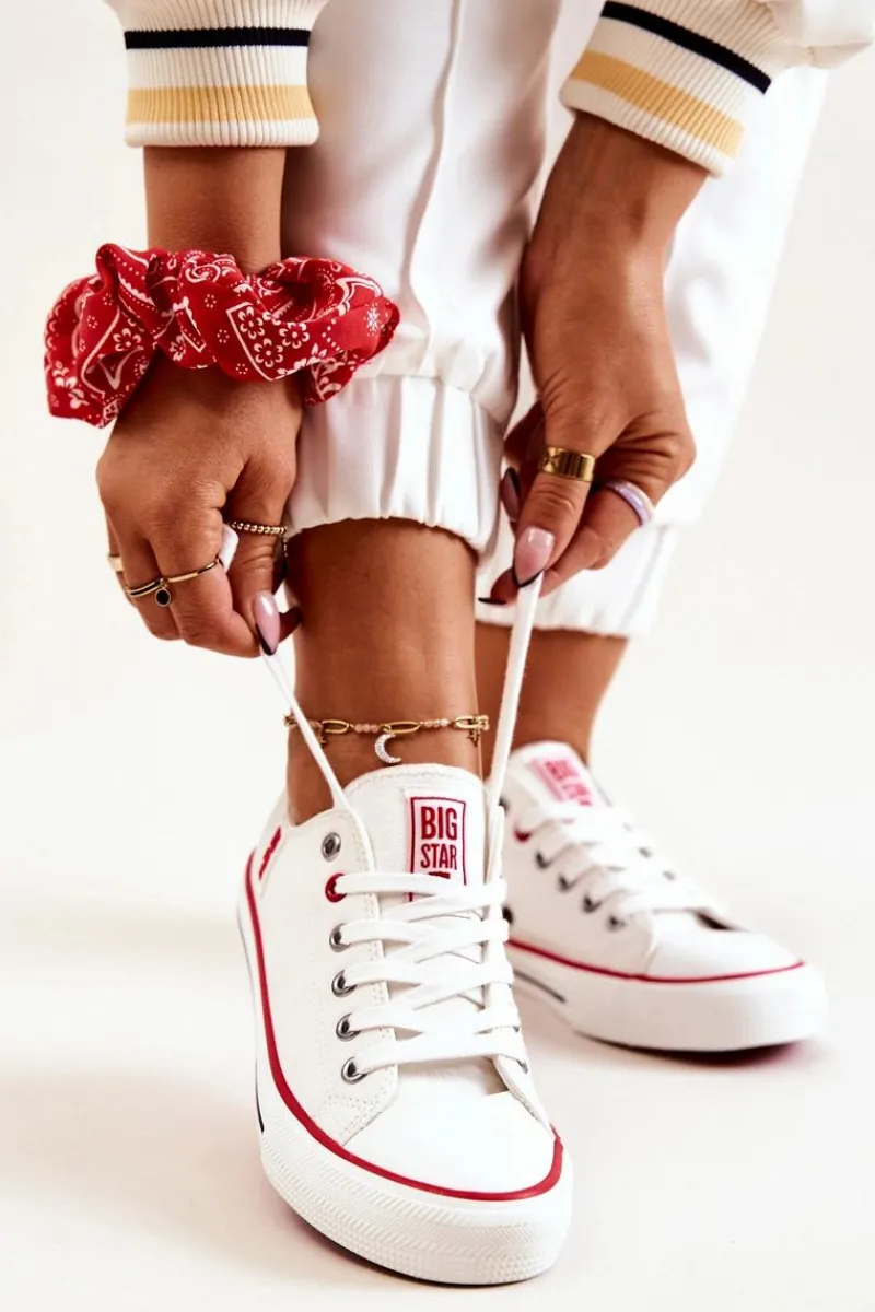 Best Skórzane Trampki BIG STAR JJ274130 Białe Damskie Trampki Damskie Big Star|Trampki Damskie Niskie