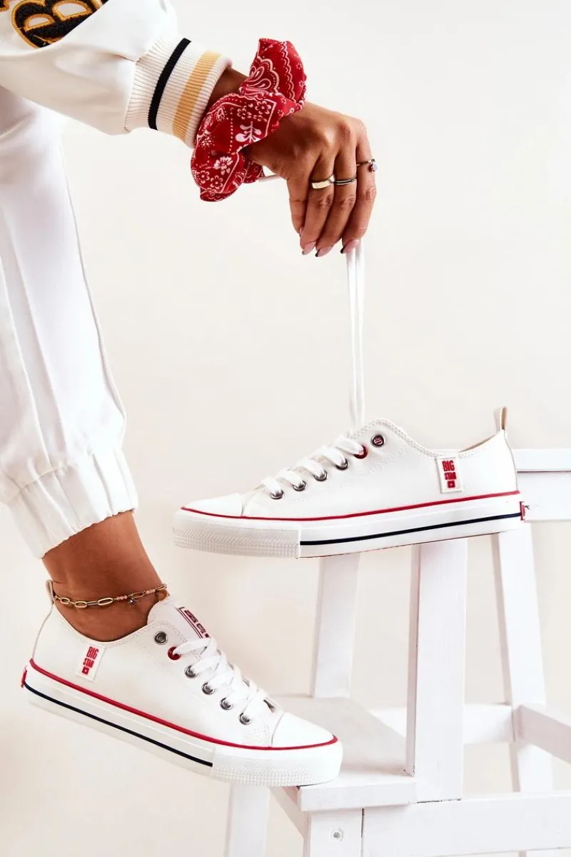 Best Skórzane Trampki BIG STAR JJ274130 Białe Damskie Trampki Damskie Big Star|Trampki Damskie Niskie