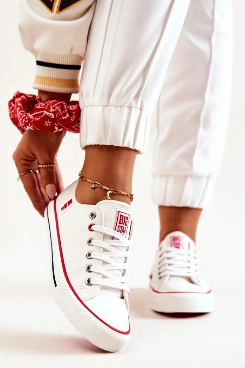 Best Skórzane Trampki BIG STAR JJ274130 Białe Damskie Trampki Damskie Big Star|Trampki Damskie Niskie