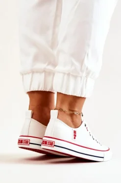 Best Skórzane Trampki BIG STAR JJ274130 Białe Damskie Trampki Damskie Big Star|Trampki Damskie Niskie