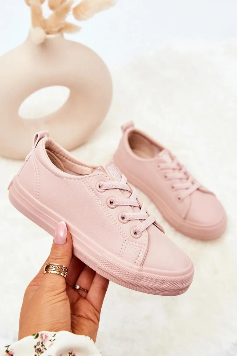 New Big Star Shoes Skórzane Trampki Big Star JJ374022 Nude Różowy