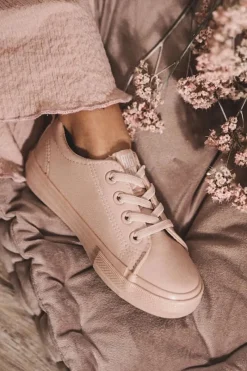 New Big Star Shoes Skórzane Trampki Big Star JJ374022 Nude Różowy