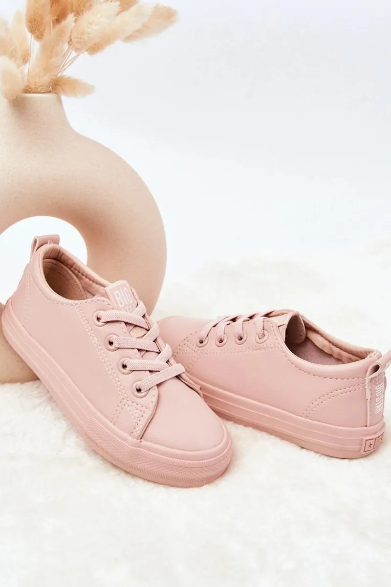 New Big Star Shoes Skórzane Trampki Big Star JJ374022 Nude Różowy