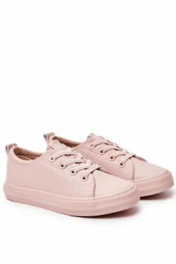 New Big Star Shoes Skórzane Trampki Big Star JJ374022 Nude Różowy