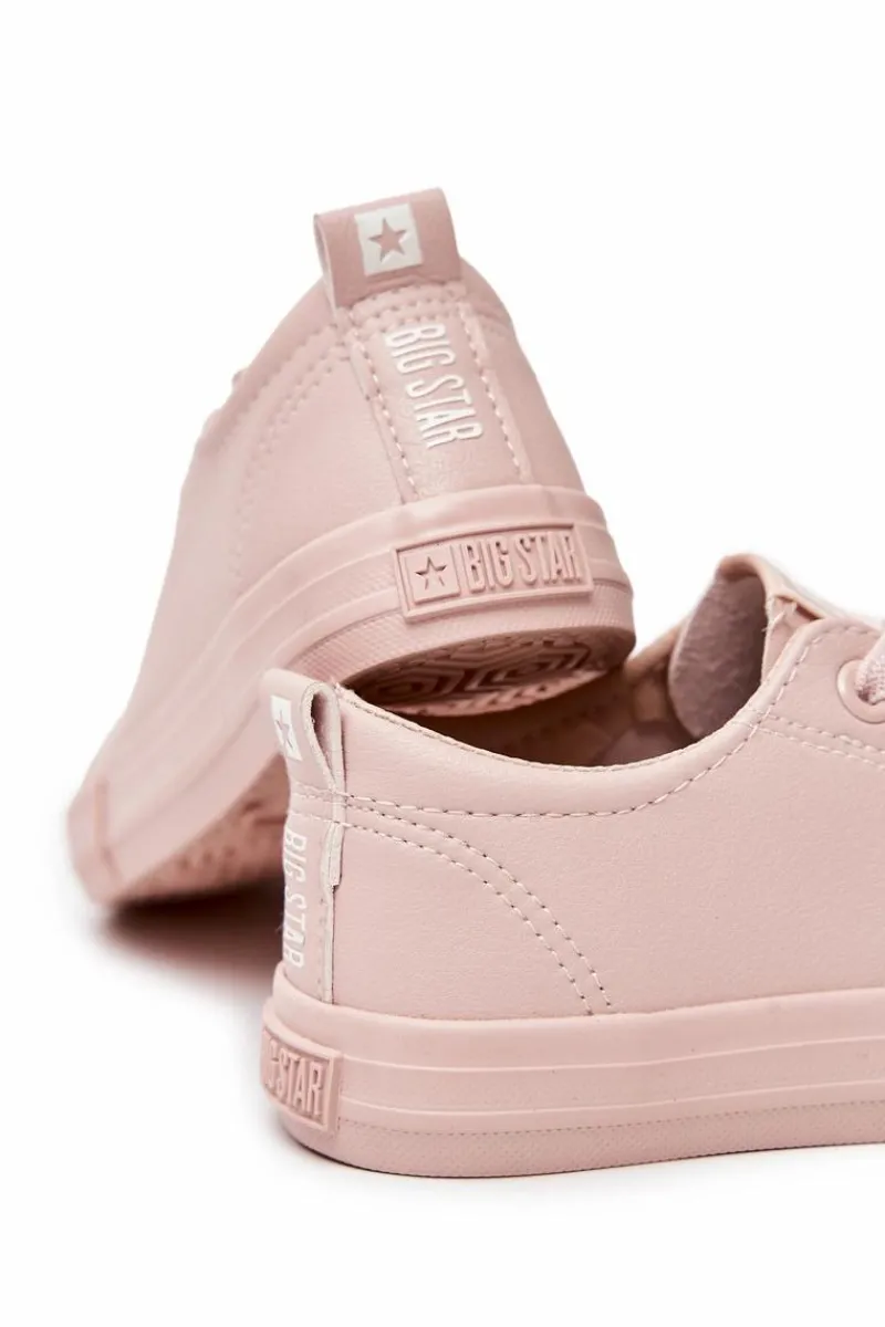 New Big Star Shoes Skórzane Trampki Big Star JJ374022 Nude Różowy