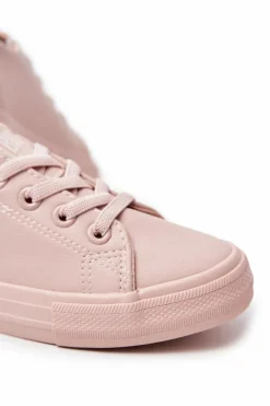 New Big Star Shoes Skórzane Trampki Big Star JJ374022 Nude Różowy