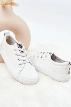 Chłopięce|Dziewczęce></noscript>Big Star Shoes Skórzane Trampki Big Star JJ374024 Białe