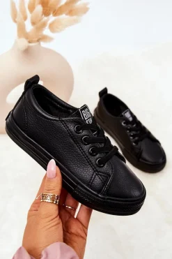 Outlet Big Star Shoes Skórzane Trampki Big Star JJ374025 Czarne