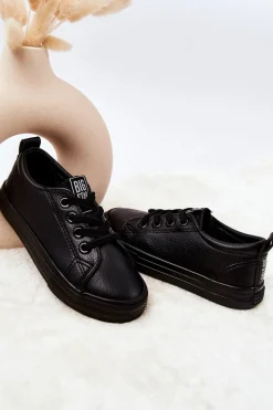 Outlet Big Star Shoes Skórzane Trampki Big Star JJ374025 Czarne