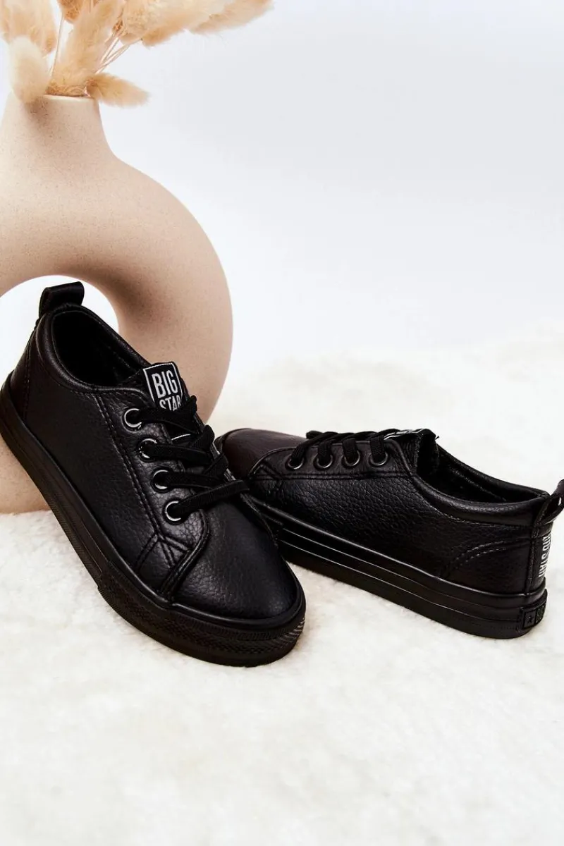 Outlet Big Star Shoes Skórzane Trampki Big Star JJ374025 Czarne