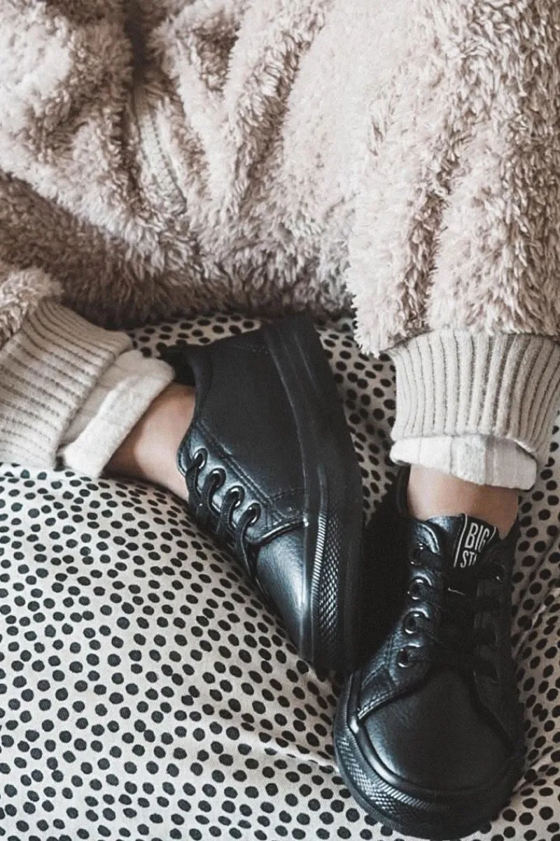 Outlet Big Star Shoes Skórzane Trampki Big Star JJ374025 Czarne