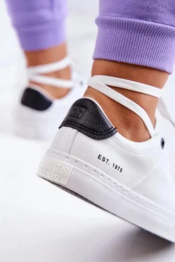 New Skórzane Trampki Big Star JJ274211 Białe Damskie Trampki Damskie Big Star|Trampki Damskie Niskie