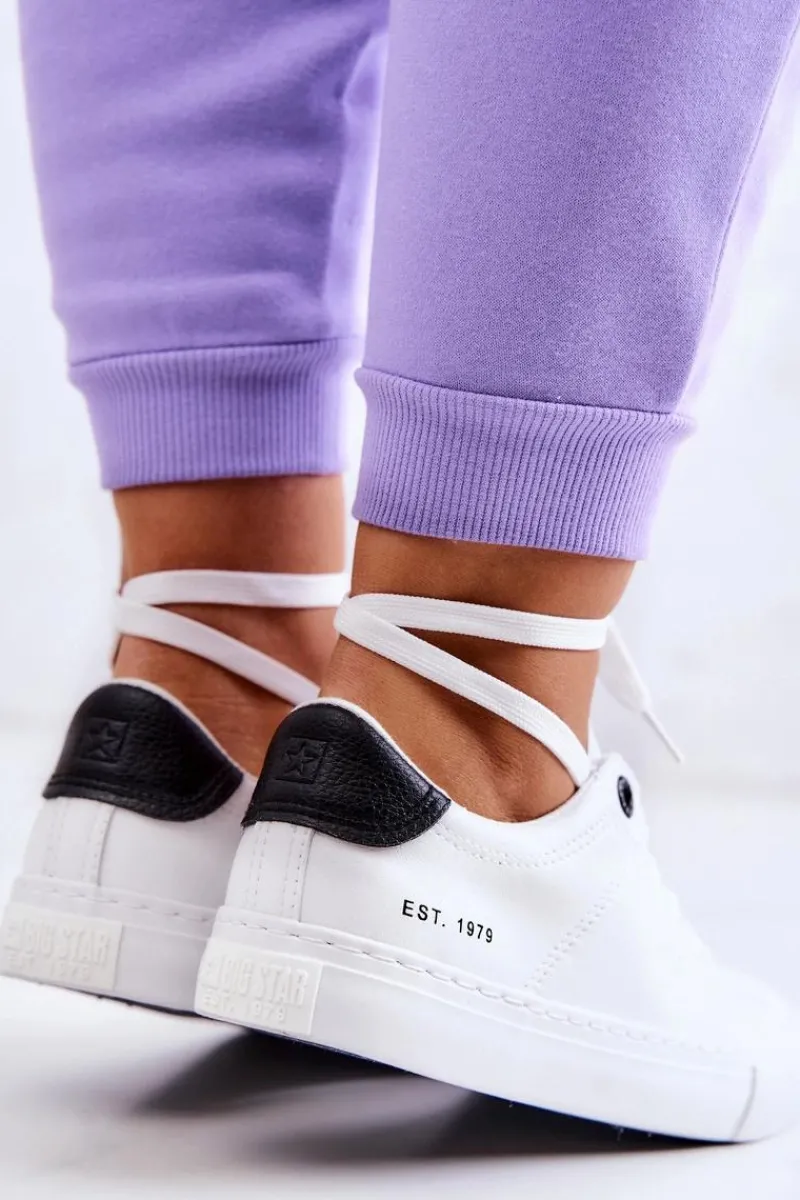 New Skórzane Trampki Big Star JJ274211 Białe Damskie Trampki Damskie Big Star|Trampki Damskie Niskie