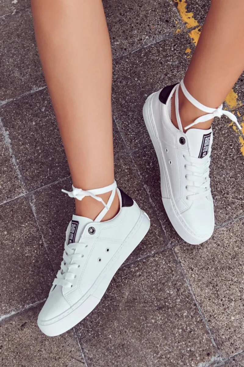 New Skórzane Trampki Big Star JJ274211 Białe Damskie Trampki Damskie Big Star|Trampki Damskie Niskie