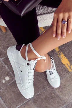 New Skórzane Trampki Big Star JJ274211 Białe Damskie Trampki Damskie Big Star|Trampki Damskie Niskie