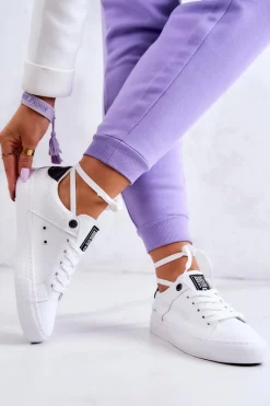 New Skórzane Trampki Big Star JJ274211 Białe Damskie Trampki Damskie Big Star|Trampki Damskie Niskie