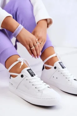 New Skórzane Trampki Big Star JJ274211 Białe Damskie Trampki Damskie Big Star|Trampki Damskie Niskie