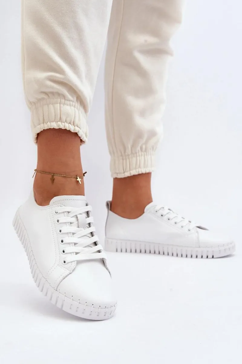 Trampki Damskie Niskie>Buty damskie Vinceza Skórzane Trampki Damskie Białe Xenobia