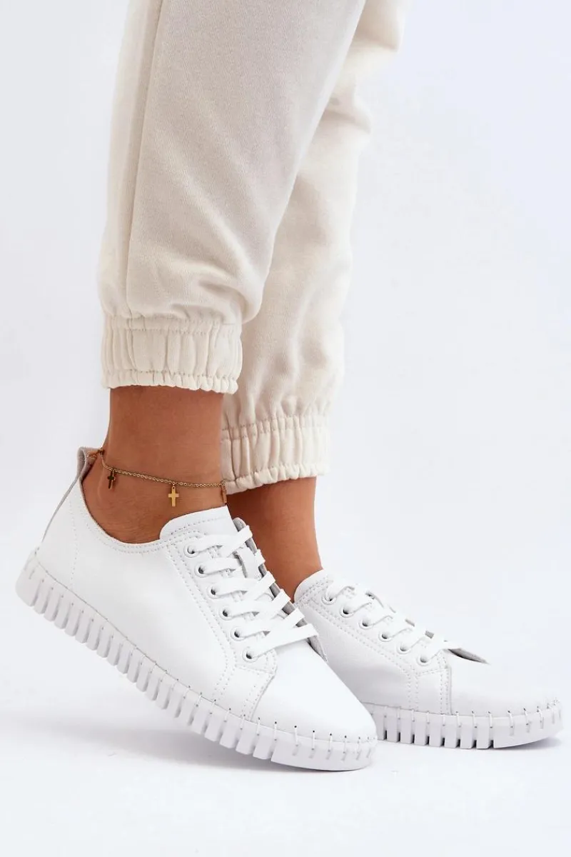 Trampki Damskie Niskie>Buty damskie Vinceza Skórzane Trampki Damskie Białe Xenobia