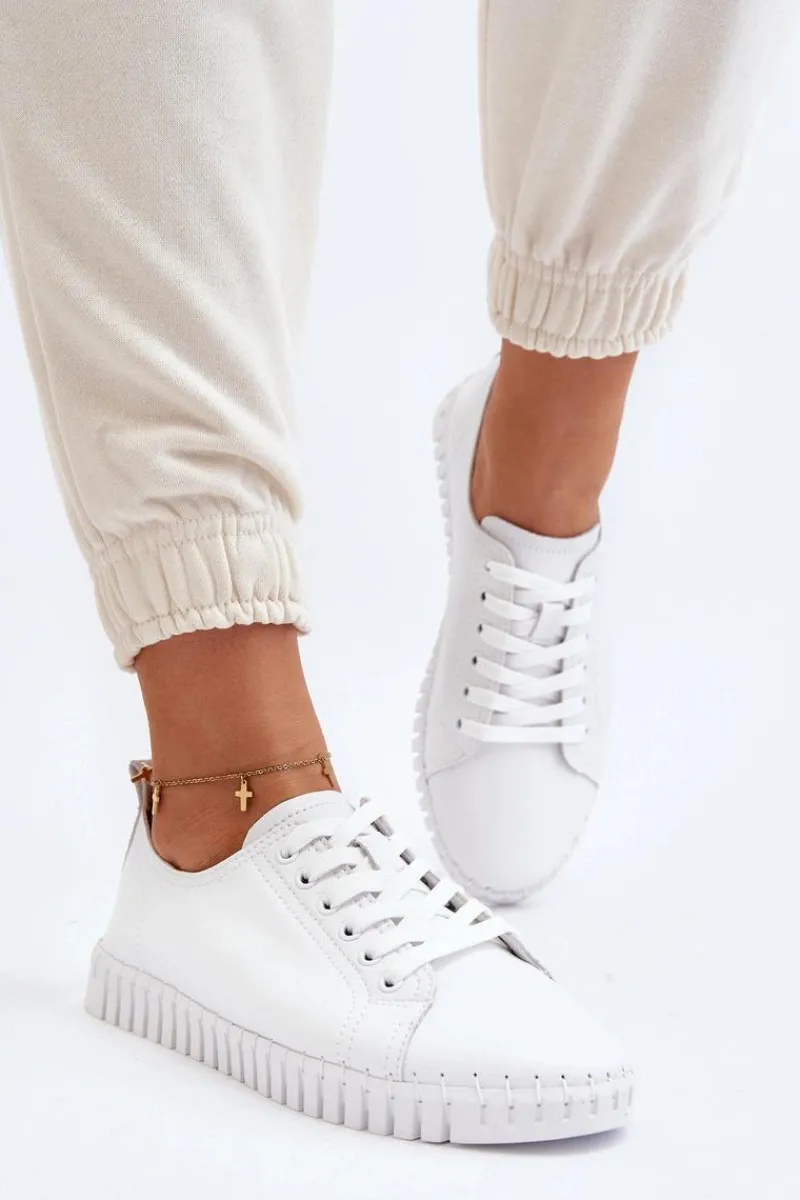 Trampki Damskie Niskie>Buty damskie Vinceza Skórzane Trampki Damskie Białe Xenobia