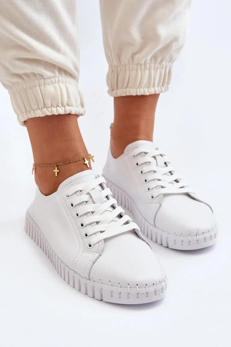 Trampki Damskie Niskie>Buty damskie Vinceza Skórzane Trampki Damskie Białe Xenobia