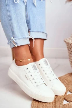 Trampki Damskie Big Star|Trampki Damskie Niskie>Big Star Shoes Skórzane Trampki Damskie Big Star Białe GG274098