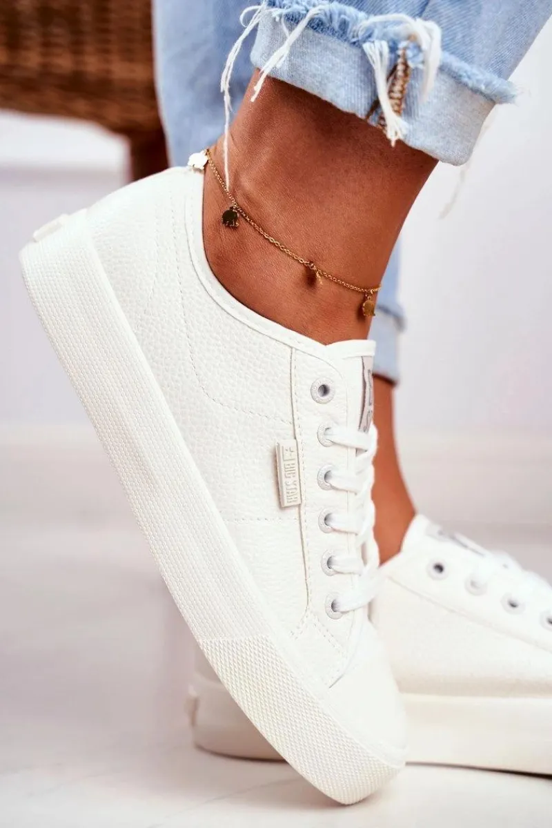 Trampki Damskie Big Star|Trampki Damskie Niskie>Big Star Shoes Skórzane Trampki Damskie Big Star Białe GG274098