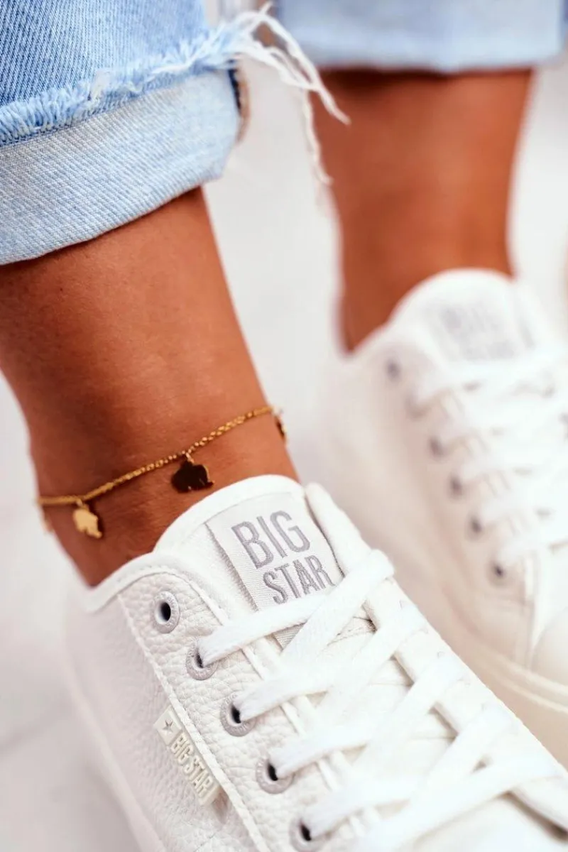 Trampki Damskie Big Star|Trampki Damskie Niskie>Big Star Shoes Skórzane Trampki Damskie Big Star Białe GG274098