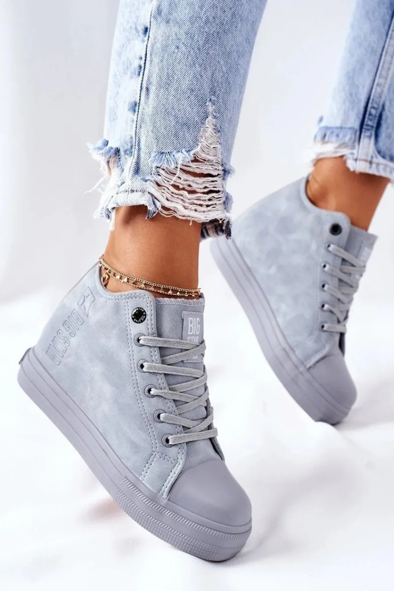 Skórzane Trampki Na Koturnie Big Star II274094 Niebieskie Damskie Trampki Damskie Big Star|Big Star