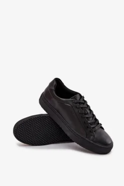 New Skórzane Trampki Sneakersy Męskie Big Star SS174121 Czarne Męskie Trampki Męskie Big Star|Obuwie Sportowe Męskie