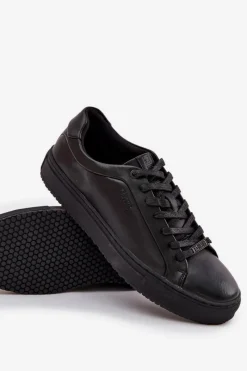 New Skórzane Trampki Sneakersy Męskie Big Star SS174121 Czarne Męskie Trampki Męskie Big Star|Obuwie Sportowe Męskie