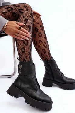 Botki Skórzane|Czarne Botki><noscript><img width=