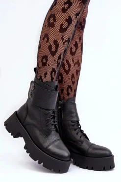 Botki Skórzane|Czarne Botki><noscript><img width=