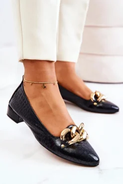 Best Skórzane Wężowe Czółenka Czarne Elissabeth Damskie Czółenka Na Słupku|Czółenka Klasyczne