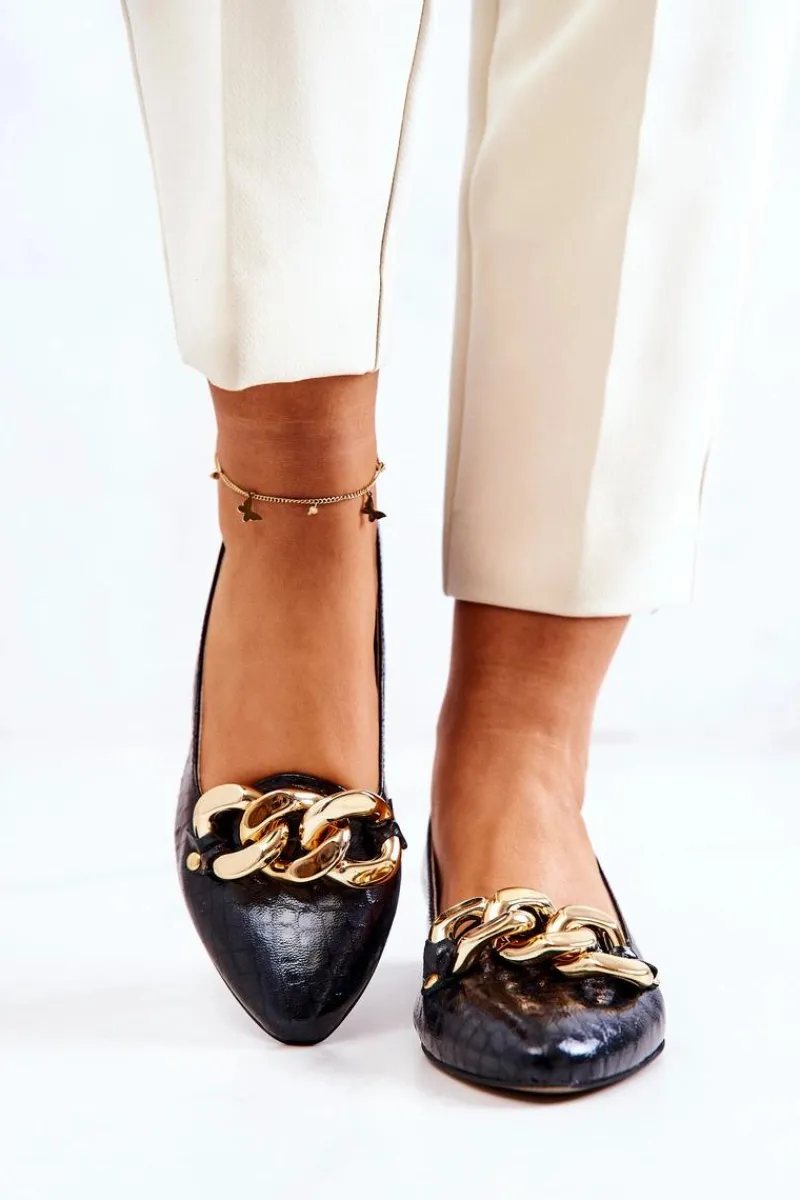 Best Skórzane Wężowe Czółenka Czarne Elissabeth Damskie Czółenka Na Słupku|Czółenka Klasyczne