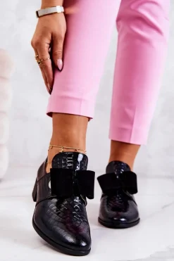 Sale Boto Skórzane Wężowe Półbuty Czarne Marleigh