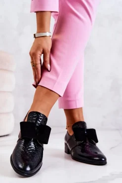 Sale Boto Skórzane Wężowe Półbuty Czarne Marleigh