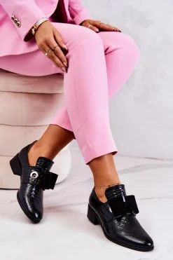 Sale Boto Skórzane Wężowe Półbuty Czarne Marleigh